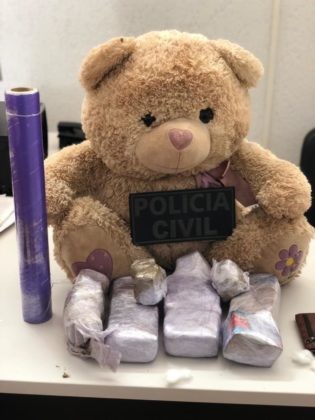 Polícia Civil encontra 3 kg de maconha em urso de pelúcia; autor foi preso 