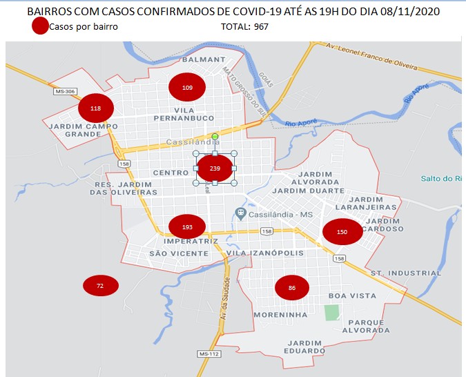 Secretaria de Saúde de Cassilândia divulga o Mapa do Covid-19 em Cassilândia