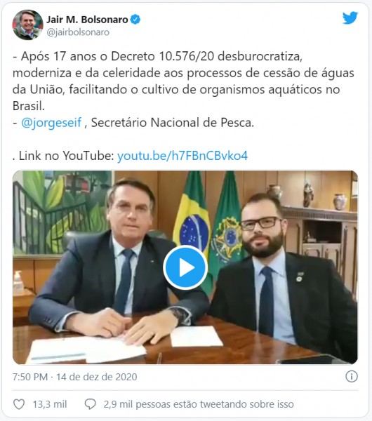 Bolsonaro edita decreto que facilita criação de peixes no país
