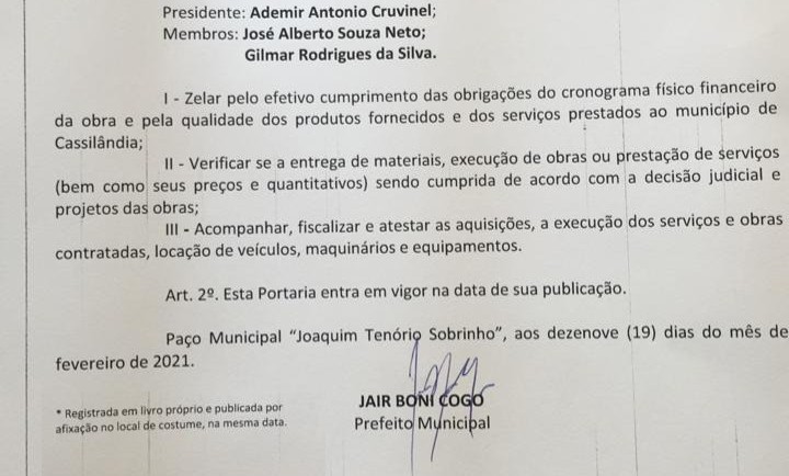 Cassilândia: nomeada Comissão para concluir obras no Balneário do rio Aporé