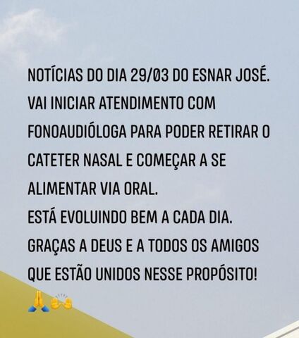 Esnar José Barbosa: confira o boletim desta quarta-feira