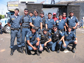 Policiais que deram segurança durante o desfile em CassilândiaGenivaldo Nogueira