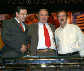 O secretário de Saúde de MS, Mathias Gonzales, dep. Luizinho Tenório, e o pref. José DonizeteDalmo Cúrcio