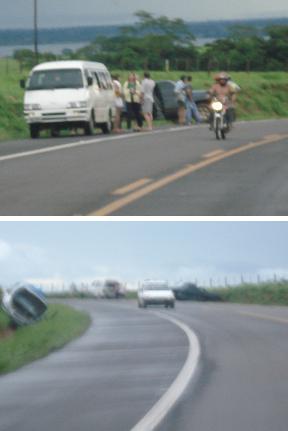 O primeiro acidente, entre o Corsa Sedan e a caminhonete, no Estado de São Paulo.Bruna Girotto