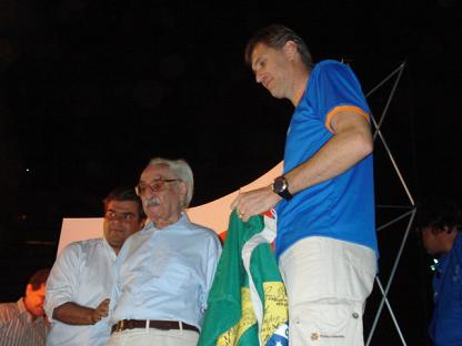 Prefeito de Campo Grande Nelson Trad, poeta Manoel de Barros e o campeão de vôlei PaulãoBruna Girotto