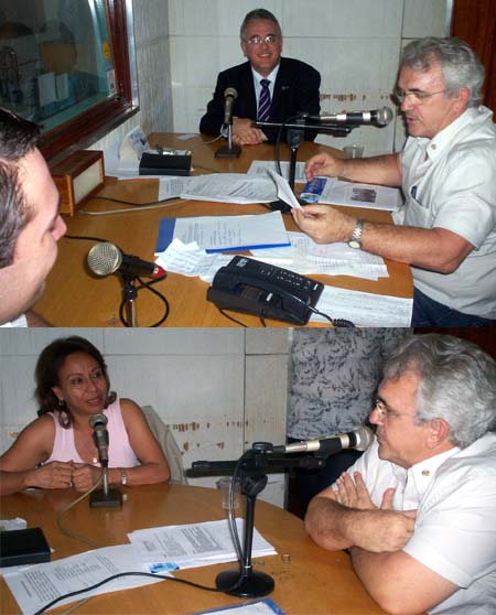 O governador e a embaixatriz sendo entrevistados na Rádio Patriarca