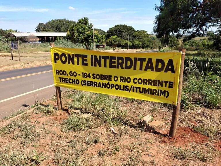Com interdição da ponte na GO184, Prefeitura de Serranópolis divulga mapa para desvio 