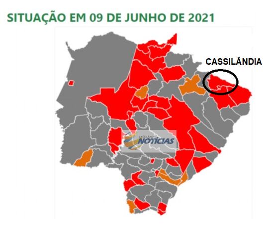 Capital sai da bandeira cinza, mas 3 cidades seguem em risco máximo para covid; Cassilândia fica na vermelha
