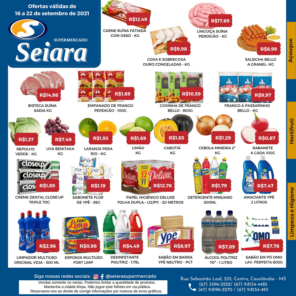 Cassil&acirc;ndia: confira o folheto de ofertas do Seiara Supermercado Econ&ocirc;mico