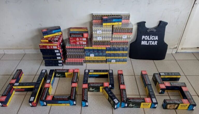 Ação da PM de Cassilândia culmina na apreensão de 1250 pacotes de cigarros