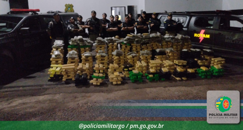 PM de Goi&aacute;s, em opera&ccedil;&atilde;o integrada, apreende 2 toneladas de maconha em Itaj&aacute;