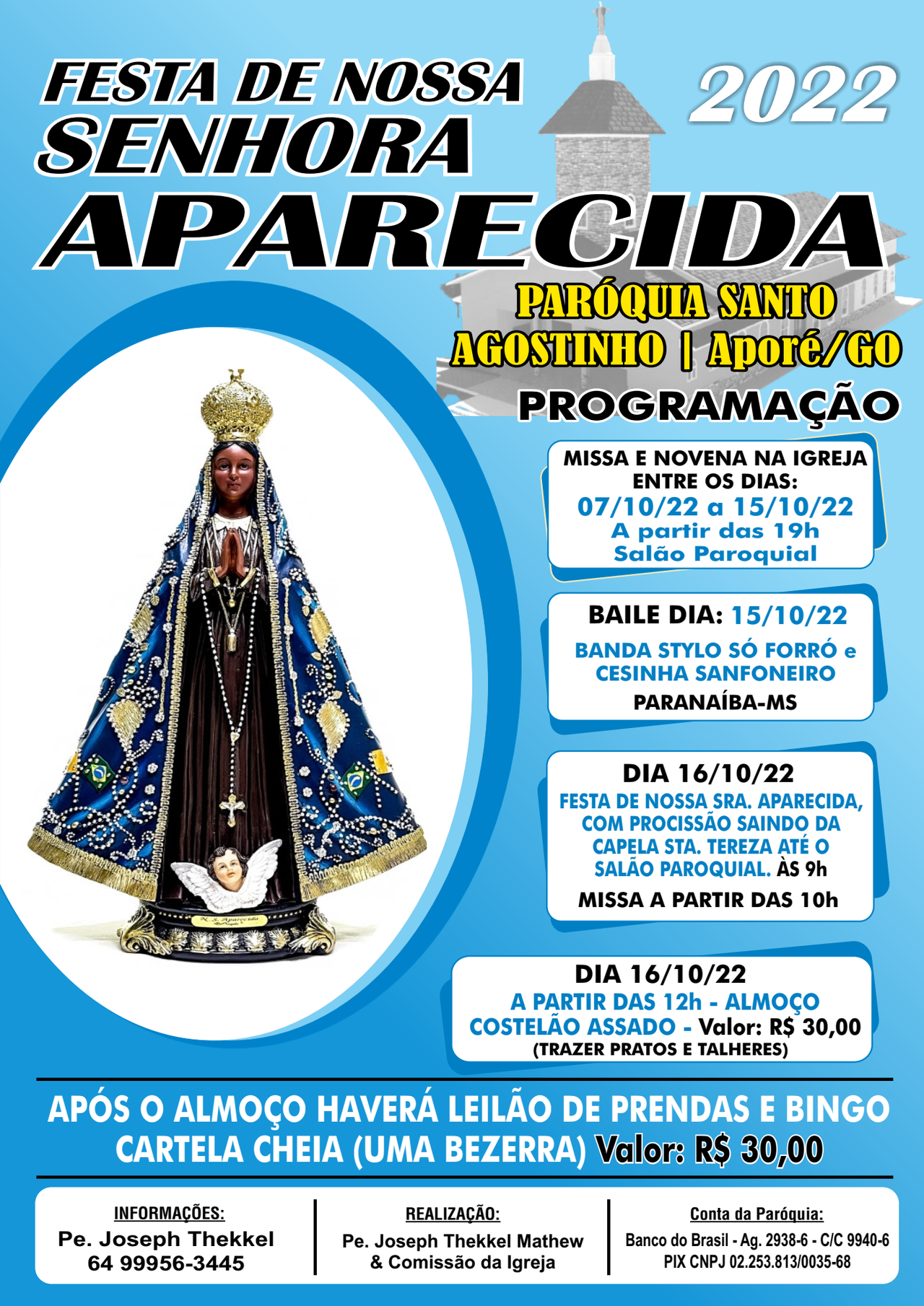 Confira a programação de missas para o Dia de Nossa Senhora Aparecida