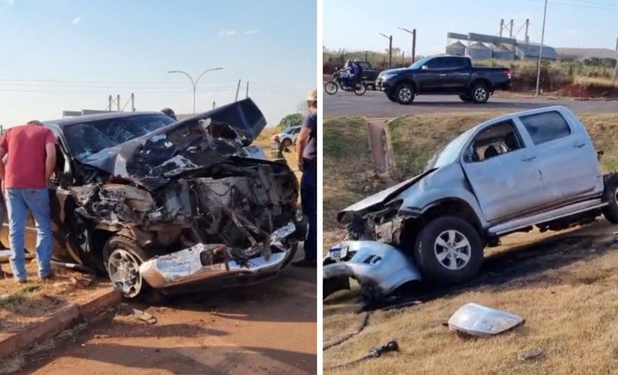 Acidente entre duas caminhonetes deixa um morto e quatro feridos 