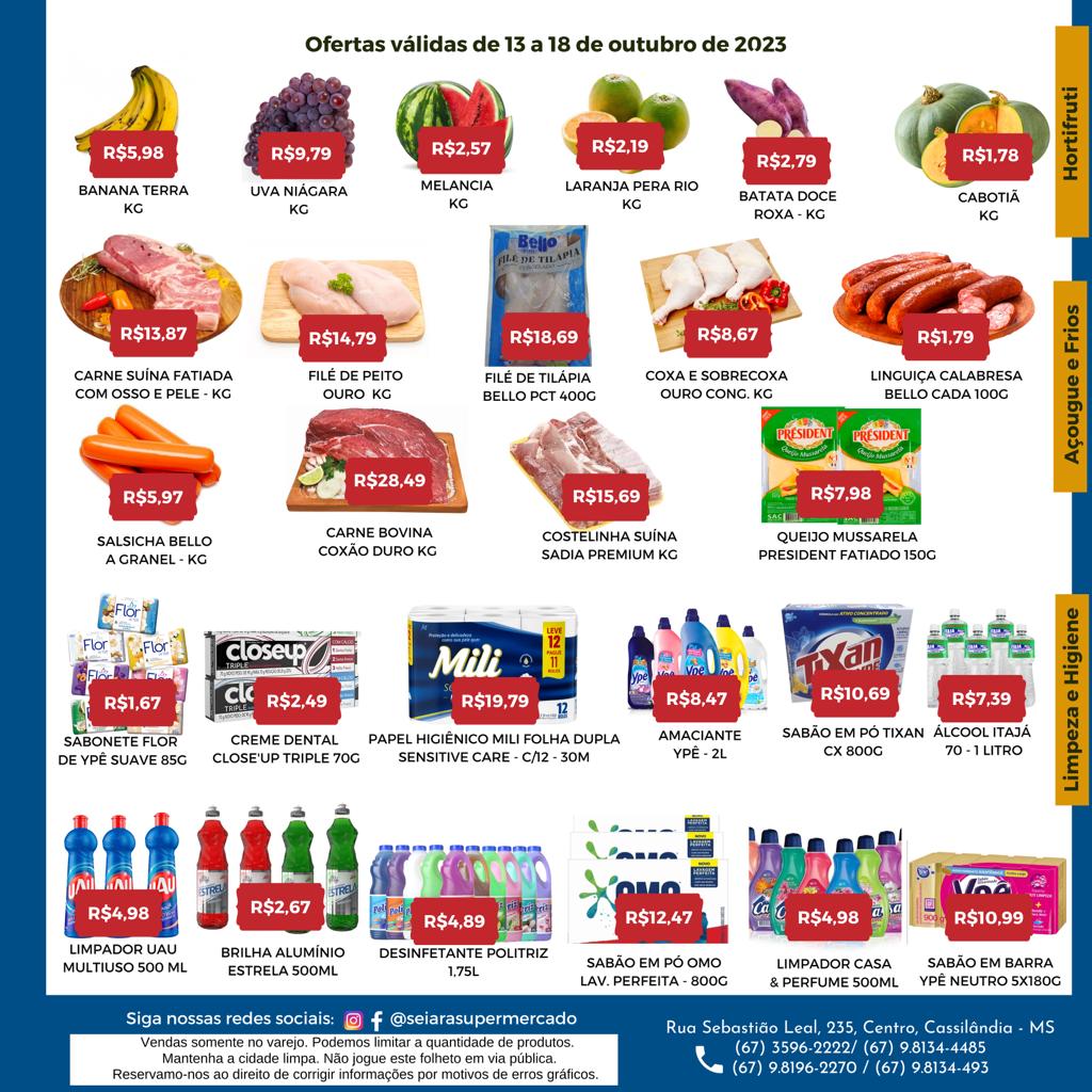 Seiara Supermercado Econ&ocirc;mico: confira as ofertas da semana (13/10 &agrave; 18/10)