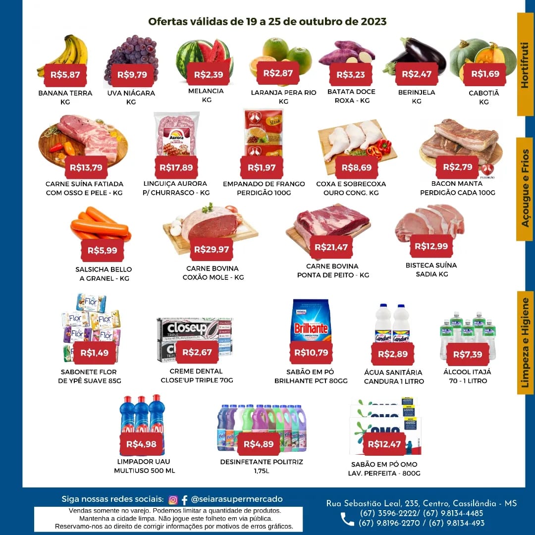 Seiara Supermercado Econ&ocirc;mico: confira as ofertas da semana (19/10 &agrave; 25/10)
