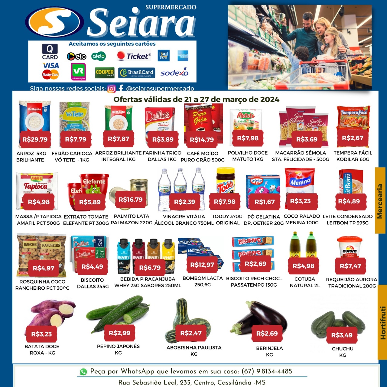 Seiara Supermercado Econ&ocirc;mico: confira as ofertas da semana (21/03 &agrave; 27/03)