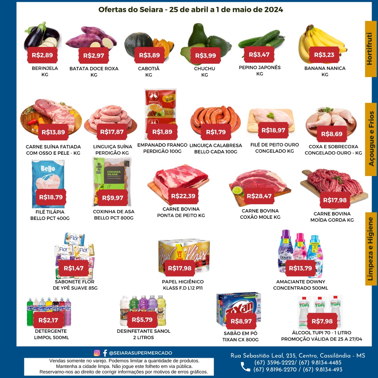 Seiara Supermercado Econ&ocirc;mico: confira as ofertas da semana (25/04 &agrave; 01/05)