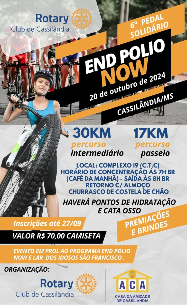 Vai ter pedal em Cassil&acirc;ndia com churrasco e solidariedade; saiba como