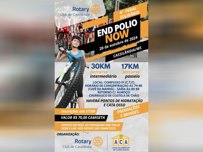 Vai ter pedal em Cassilândia com churrasco e solidariedade; saiba como