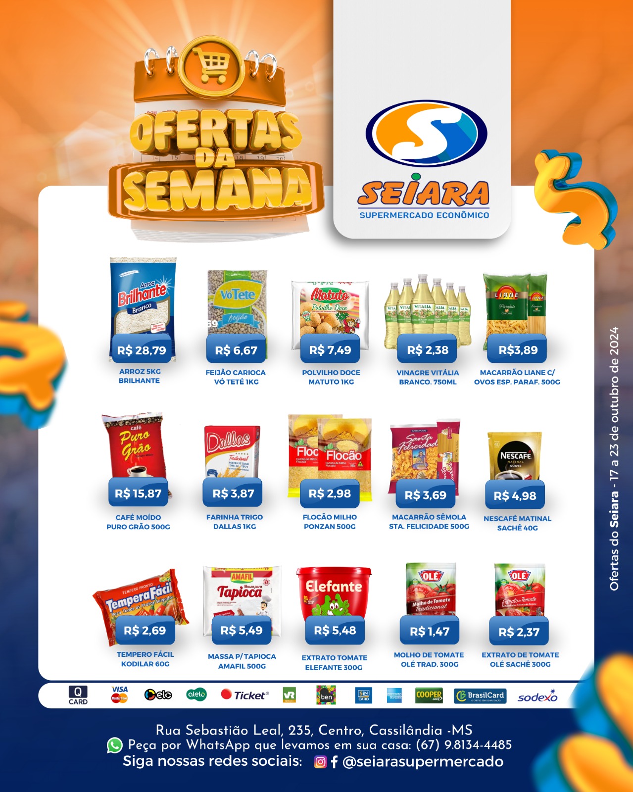 Seiara Supermercado Econ&ocirc;mico: confira as ofertas da semana (17/10 &agrave; 23/10)