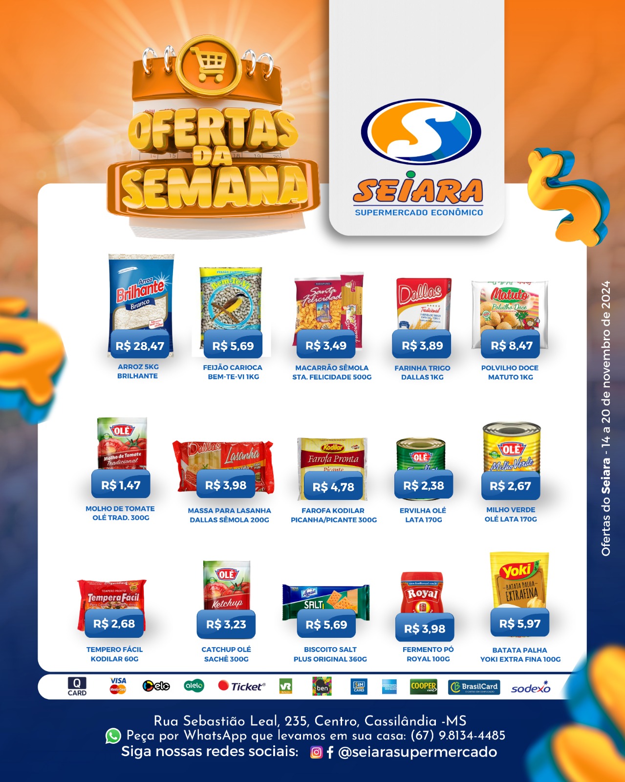 Seiara Supermercado Econ&ocirc;mico: confira as ofertas da semana (14/11 &agrave; 20/11)