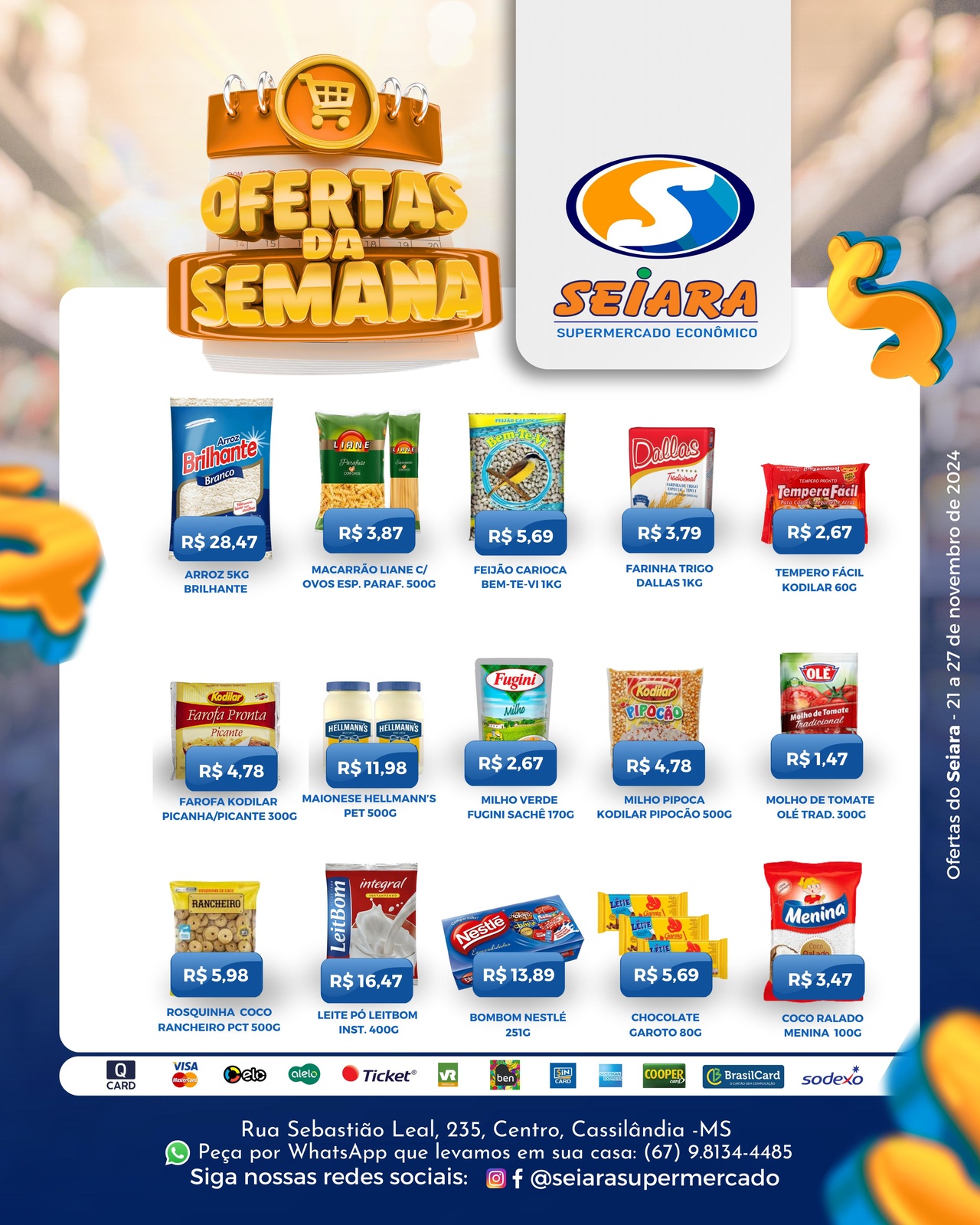 Seiara Supermercado Econ&ocirc;mico: confira as ofertas da semana (21/11 &agrave; 27/11) 