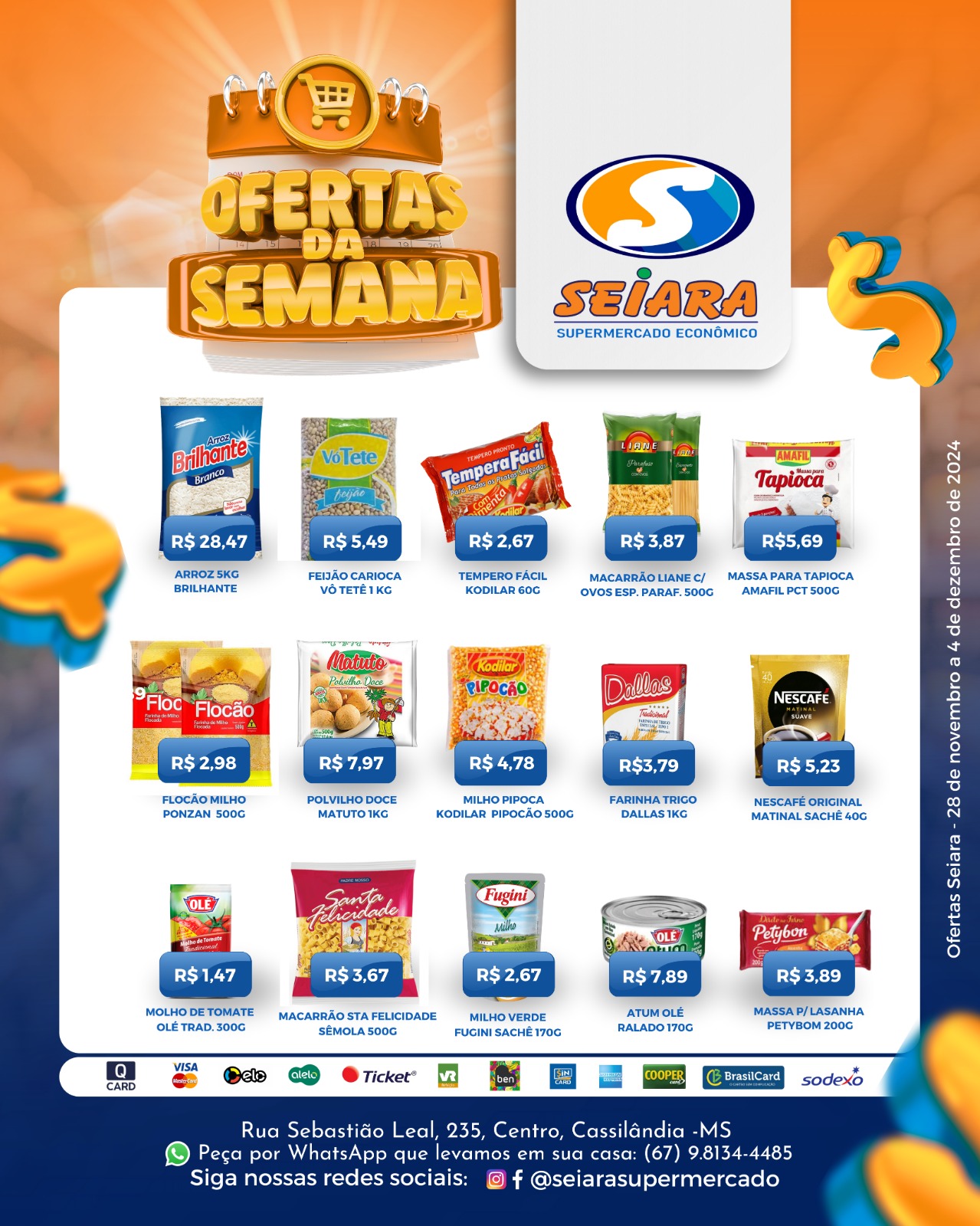 Seiara Supermercado Econ&ocirc;mico: confira as ofertas da semana (28/11 &agrave; 04/12)