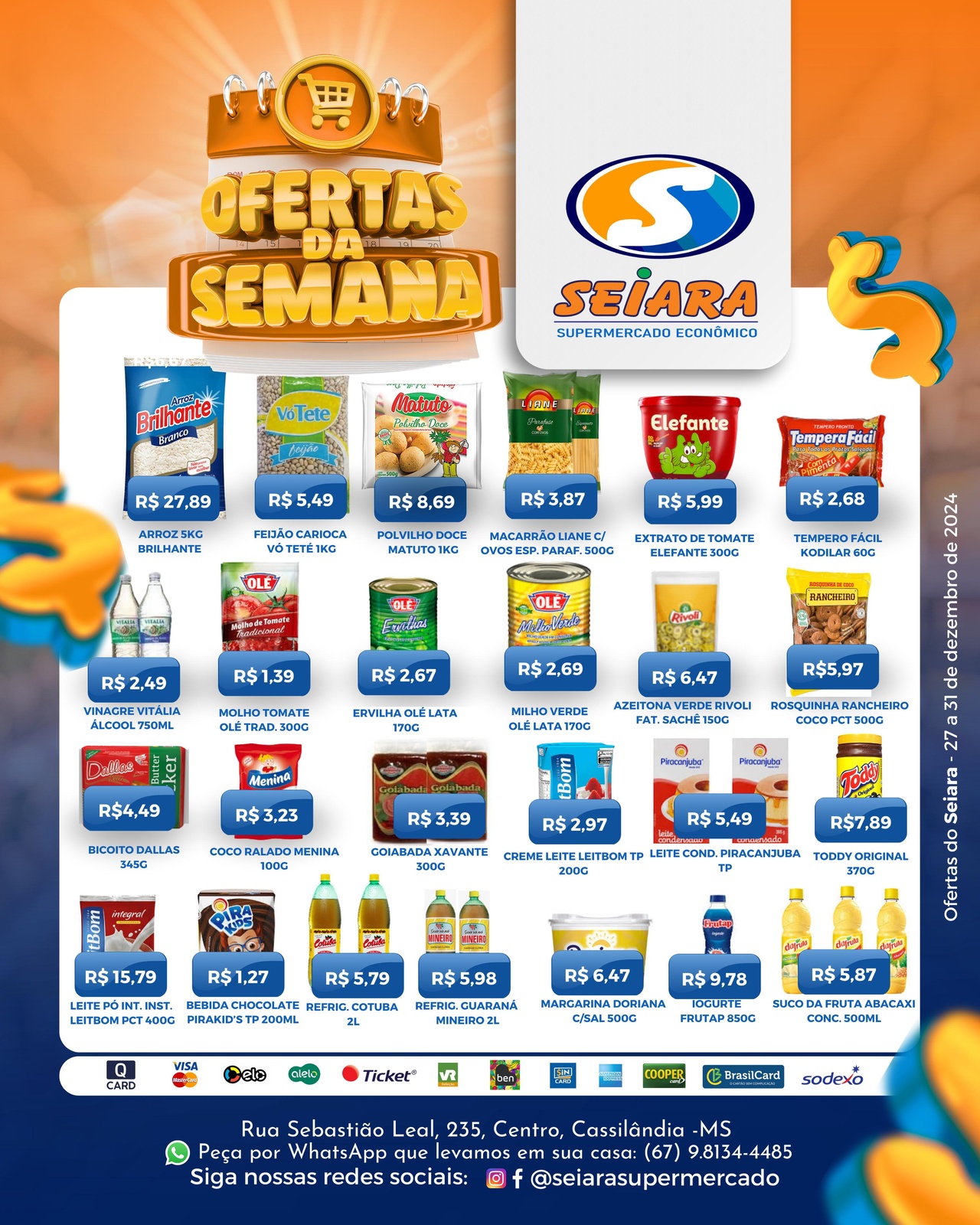 Seiara Supermercado Econ&ocirc;mico: confira as ofertas da semana (27/12 &agrave; 31/12)