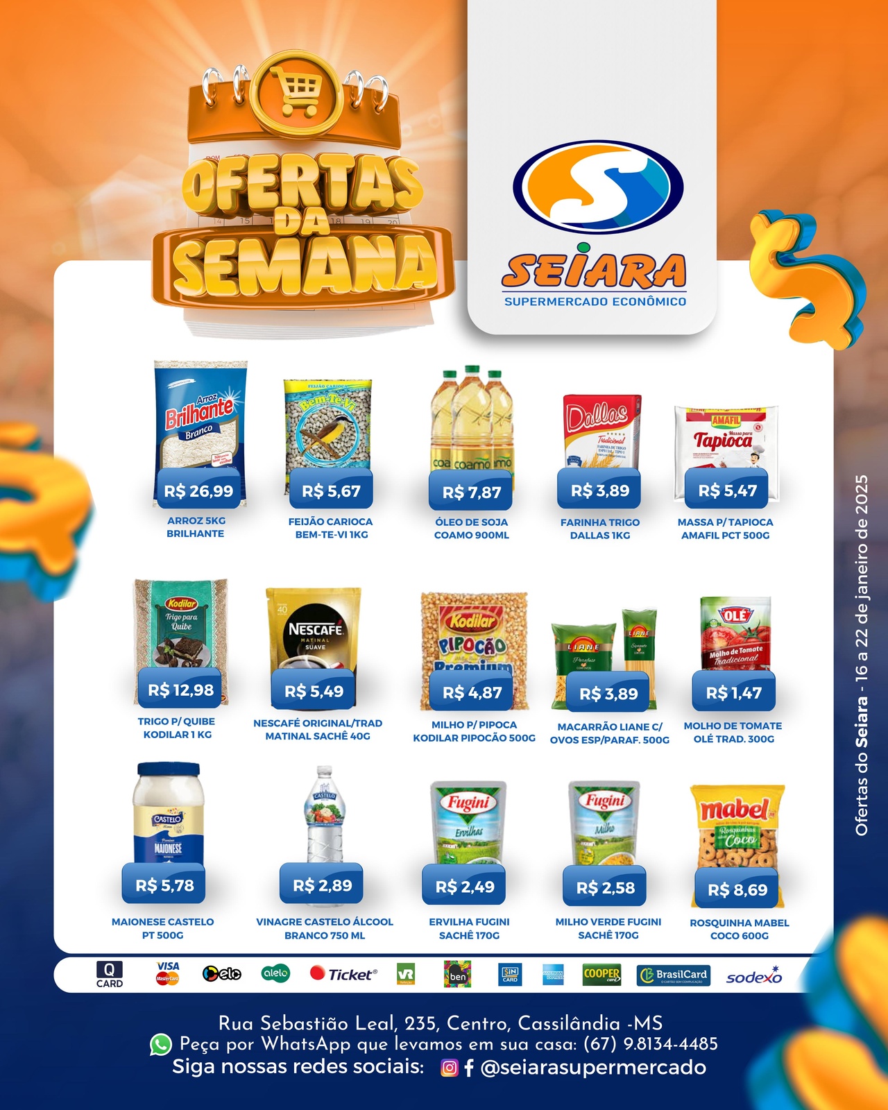 Seiara Supermercado Econ&ocirc;mico: confira as ofertas da semana (16/01 &agrave; 22/01)