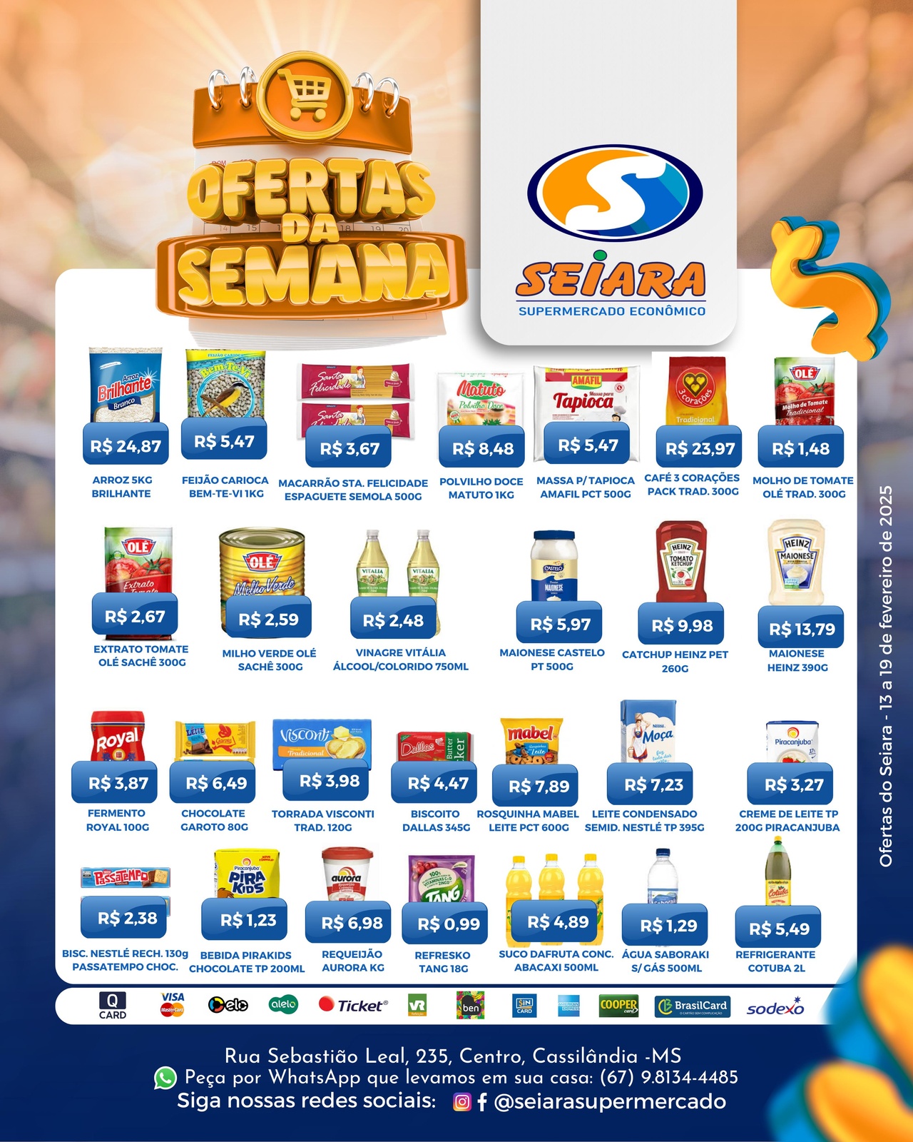 Seiara Supermercado Econ&ocirc;mico: confira as ofertas da semana (13/02 &agrave; 19/02)