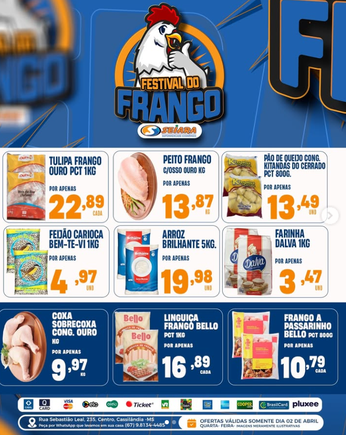 Seiara Supermercado Econ&ocirc;mico: nesta quarta-feira tem Festival do Frango