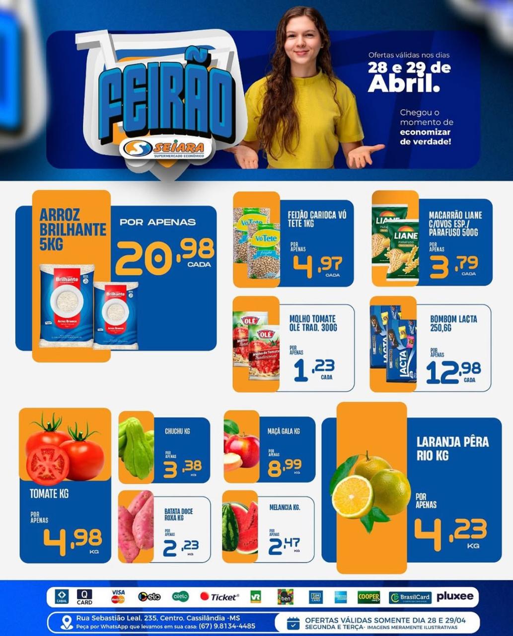 Seiara Supermercado Econ&ocirc;mico: confira as ofertas do Feir&atilde;o Seiara (28 e 29 de abril)