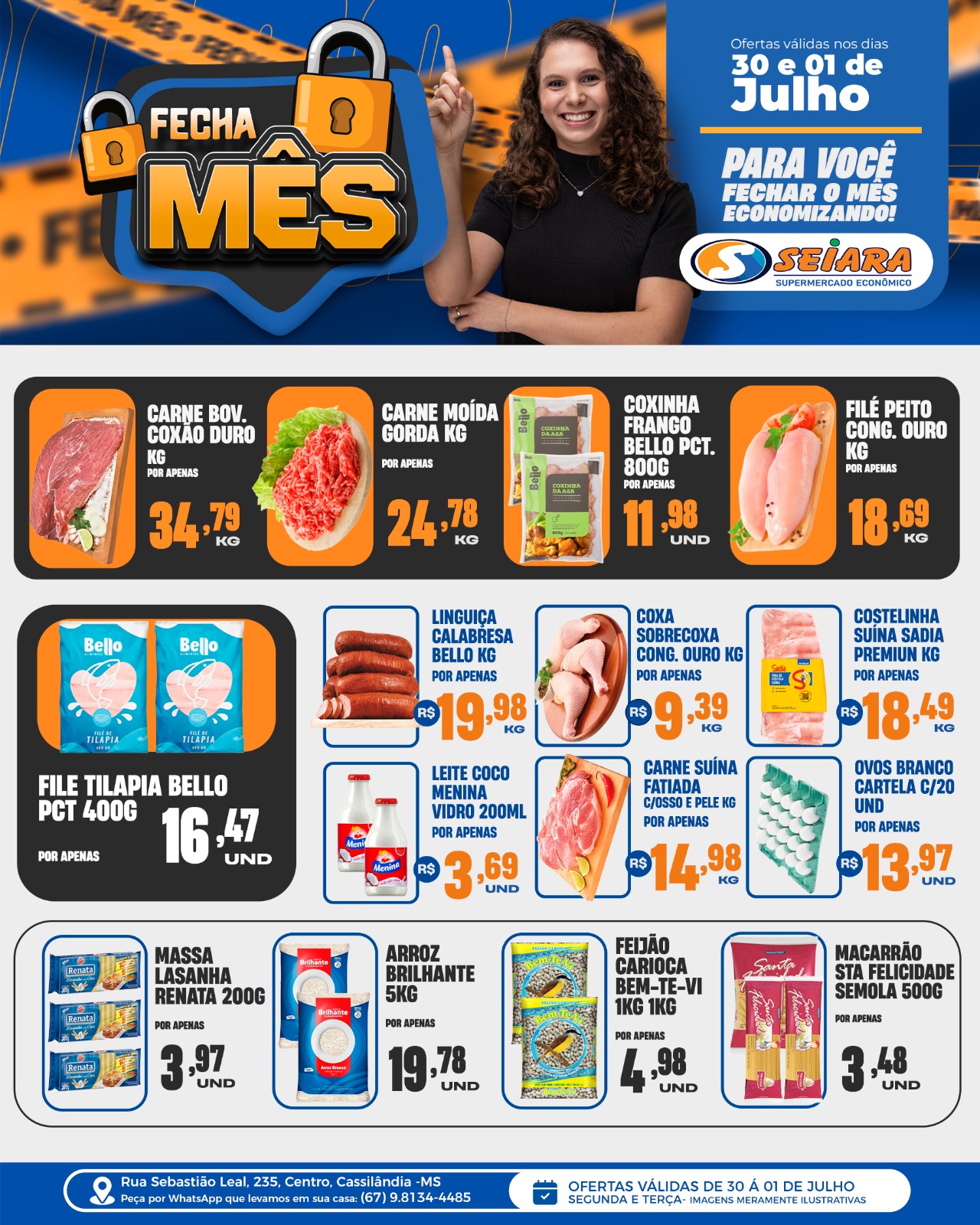 Seiara Supermercado Econ&ocirc;mico: ofertas do "Fecha M&ecirc;s" (30 de junho &agrave; 01 de julho)