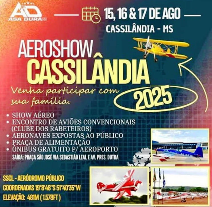 Aeroshow em Cassilândia promete encontro inédito com mais de 80 aeronaves