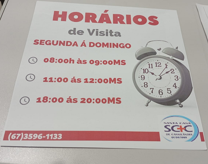 Santa Casa de Cassil&acirc;ndia altera hor&aacute;rio de visitas em car&aacute;ter experimental 