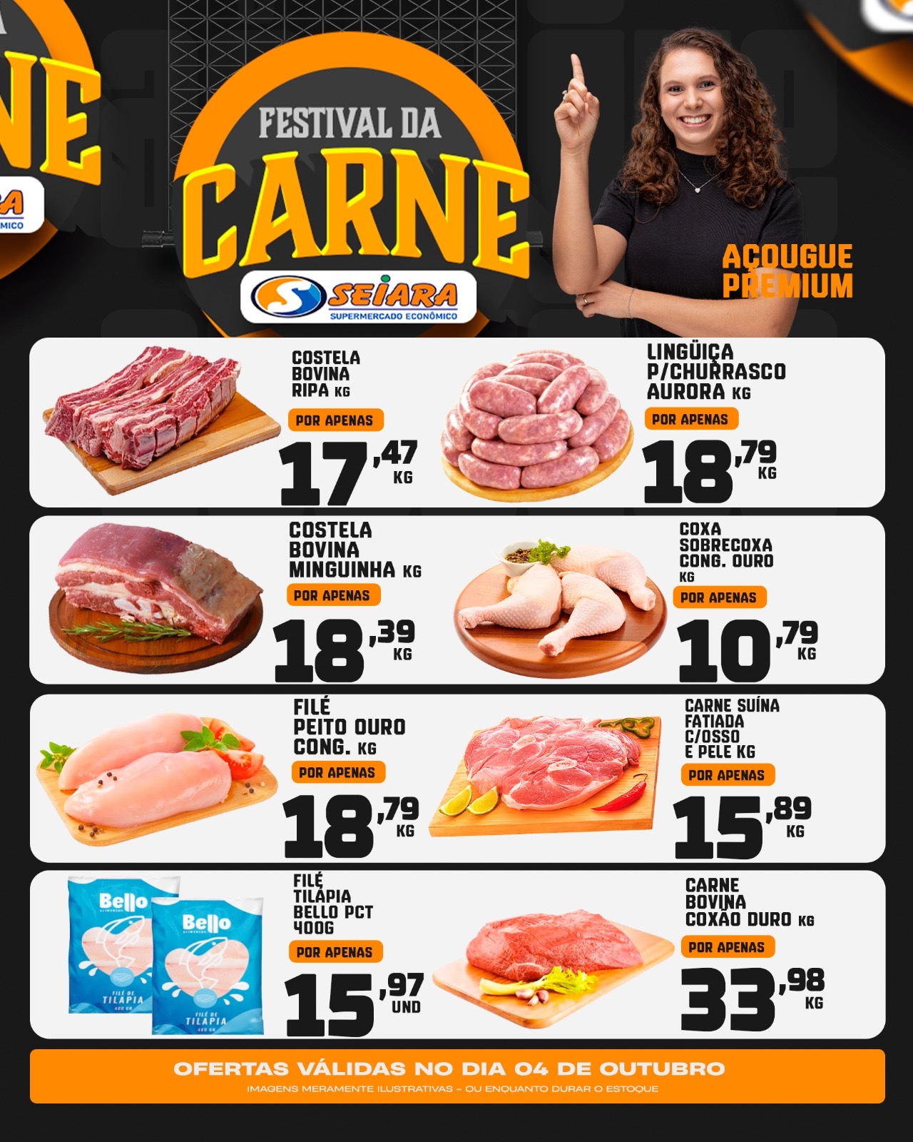 Seiara Supermercado Econ&ocirc;mico: ofertas do Final de Semana e Festival da Carne (02 &agrave; 04 de outubro)