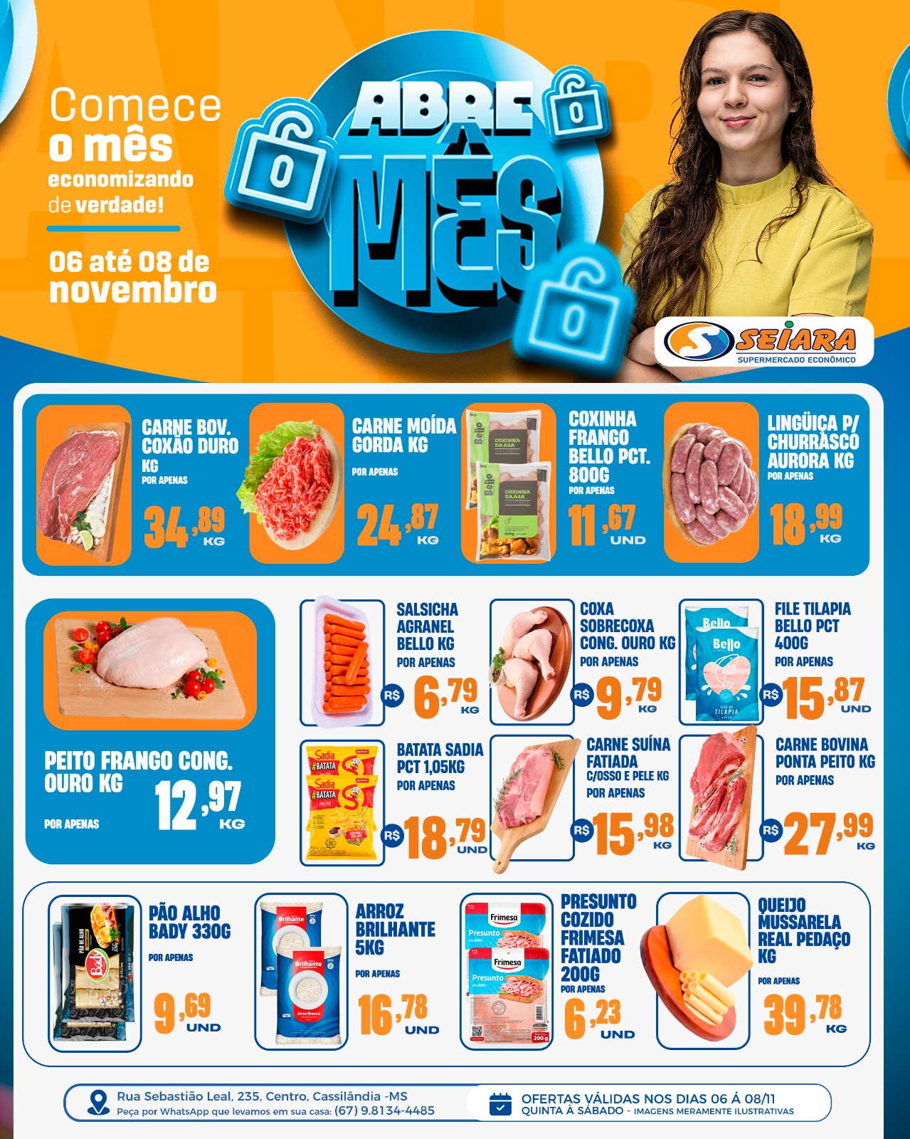 Seiara Supermercado Econ&ocirc;mico: confira as ofertas do "Abre M&ecirc;s" (06/11 e 08/11)
