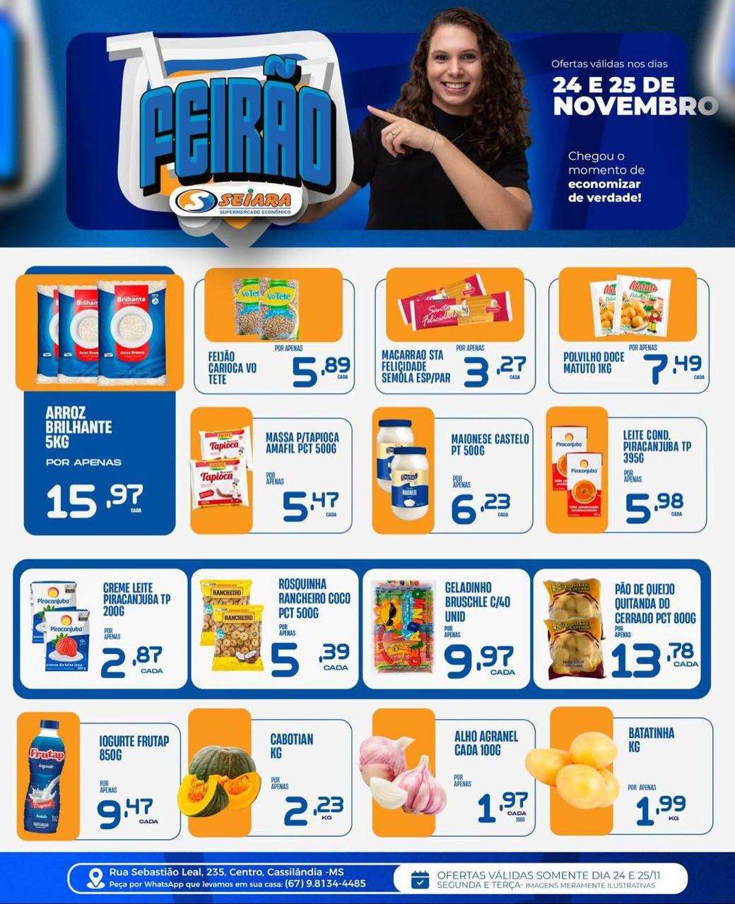 Seiara Supermercado Econ&ocirc;mico: confira as ofertas do "Feir&atilde;o Seiara" (24/11 e 25/11)