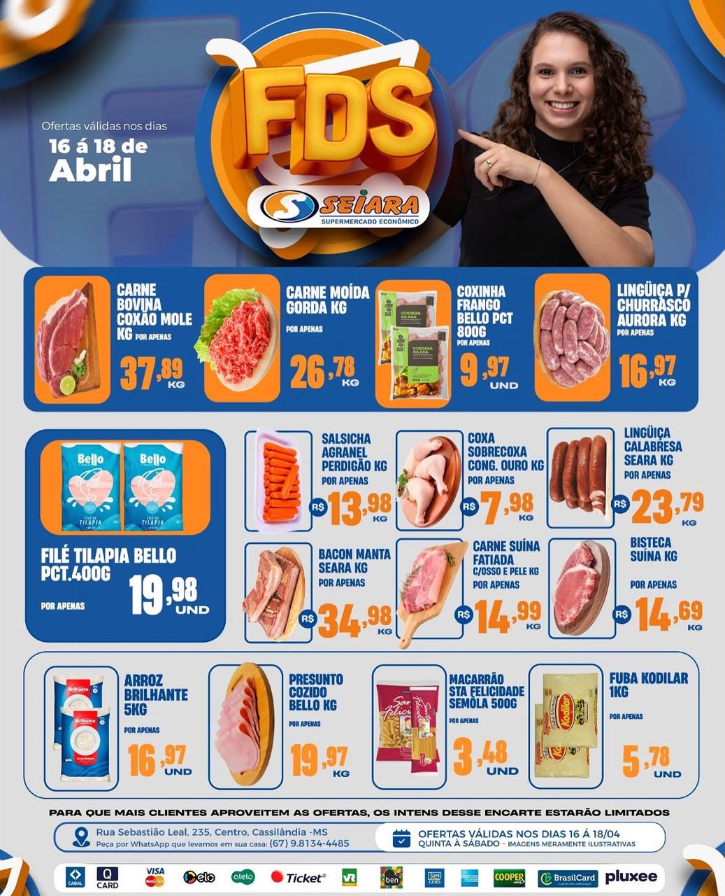 Seiara Supermercado Econ&ocirc;mico: ofertas do Final de Semana (16 &agrave; 18 de abril)