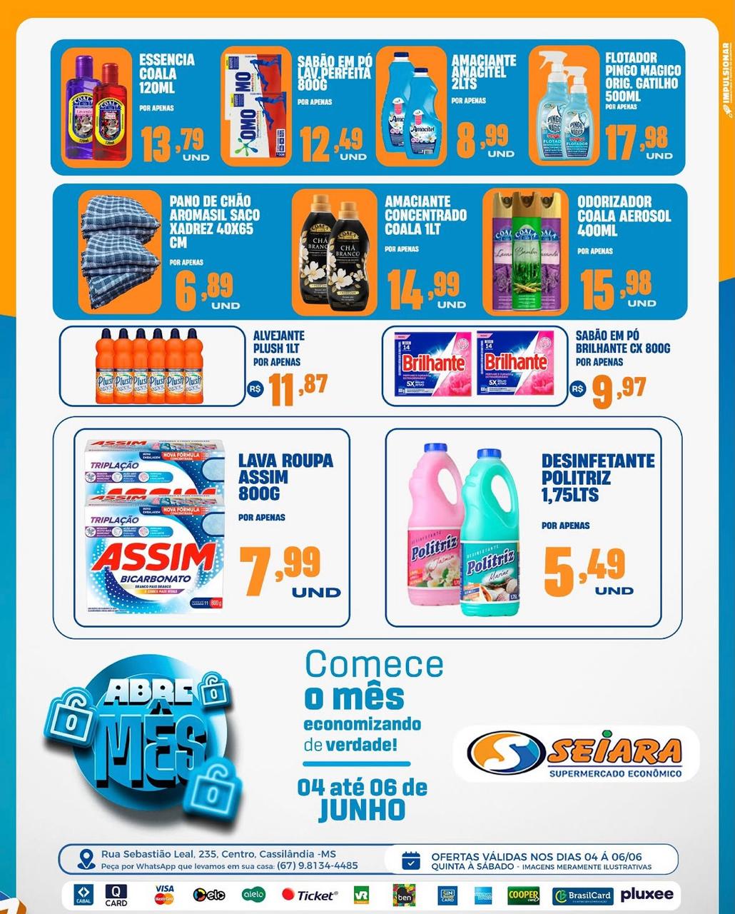 Seiara Supermercado Econ&ocirc;mico: confira as ofertas do "Abre M&ecirc;s" (04/06 e 06/06)