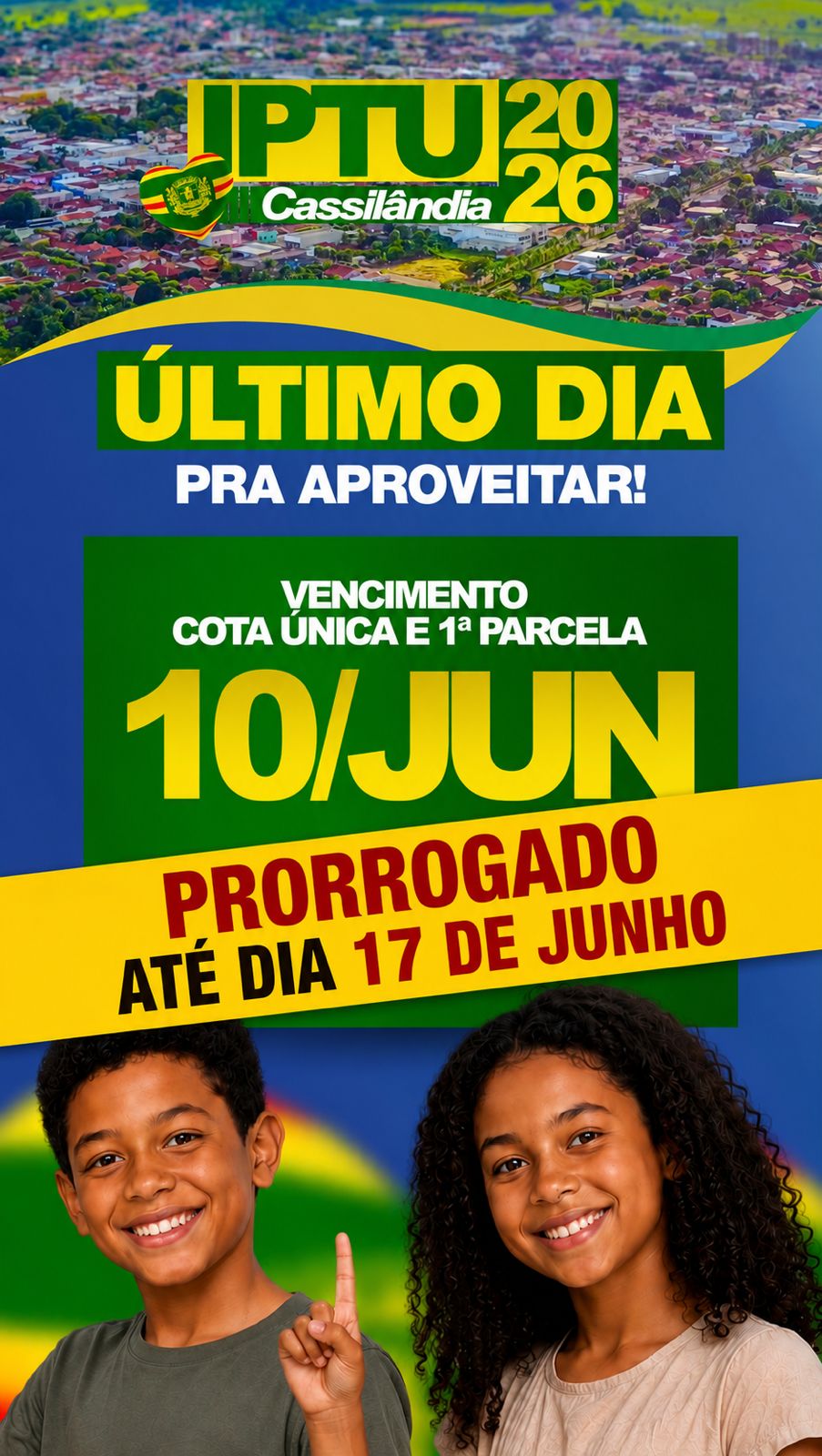 Prefeitura de Cassilândia prorroga prazo para pagamento do IPTU 2026