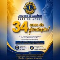 Lions Clube Vale do Apor&eacute; celebra 34 anos de funda&ccedil;&atilde;o em Cassil&acirc;ndia
