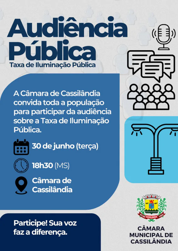 Audiência Pública: Câmara discute taxa de iluminação pública nesta terça-feira