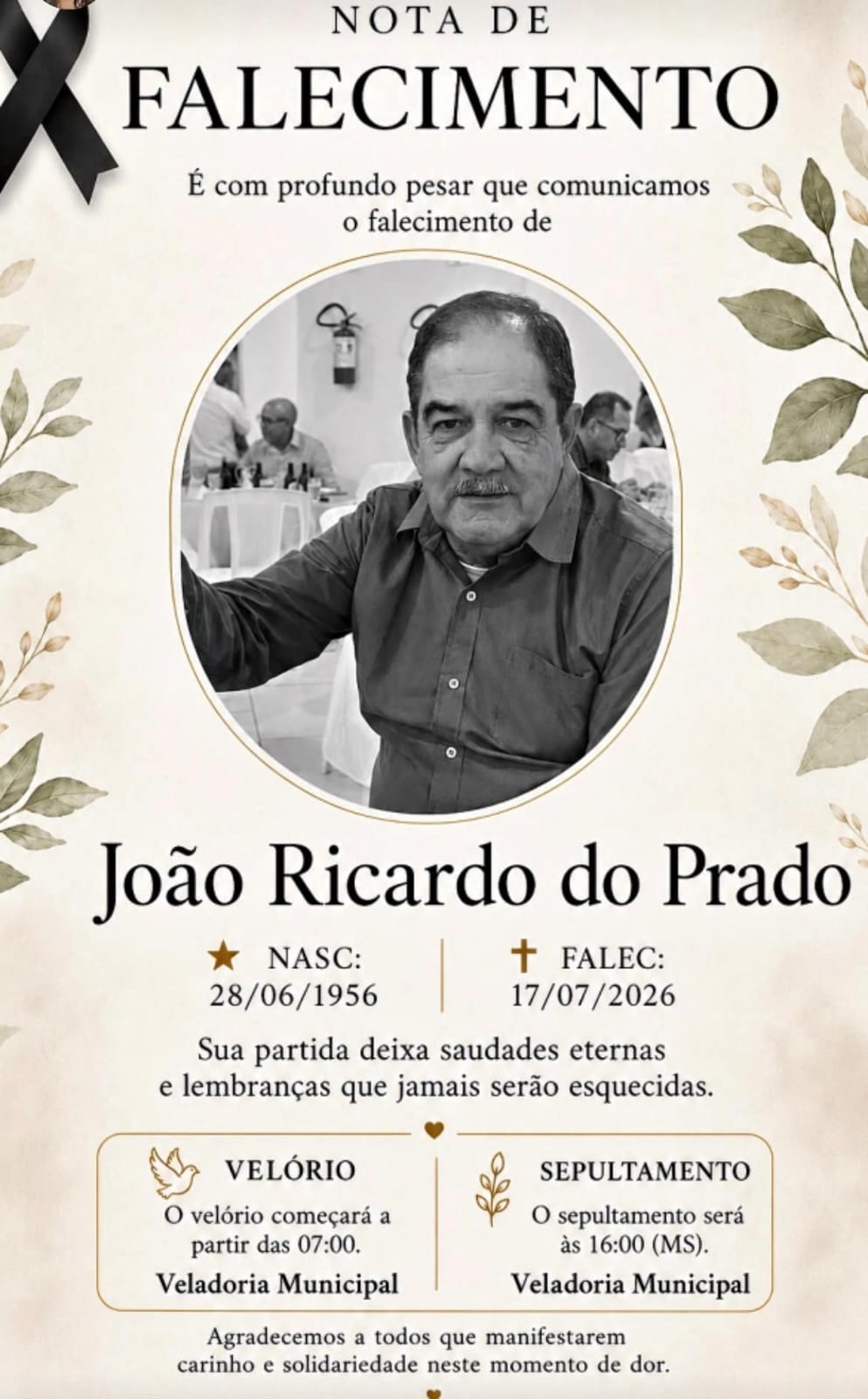 Fotogaleria: morre Jo&atilde;o Ricardo do Prado