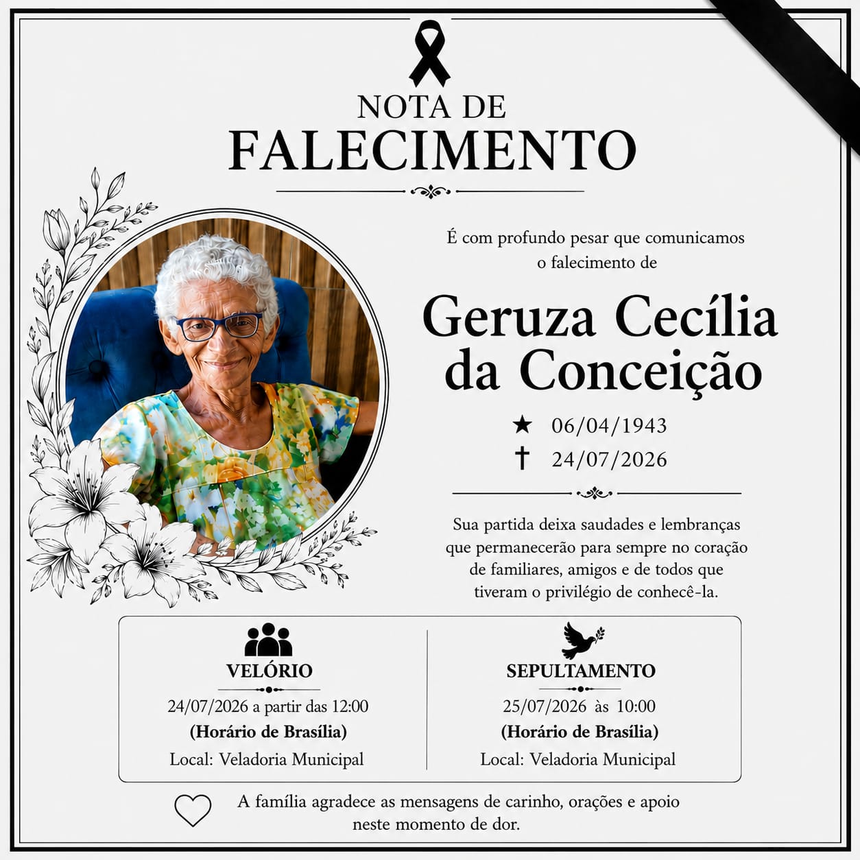Fotogaleria: morre Geruza Cec&iacute;lia da Concei&ccedil;&atilde;o